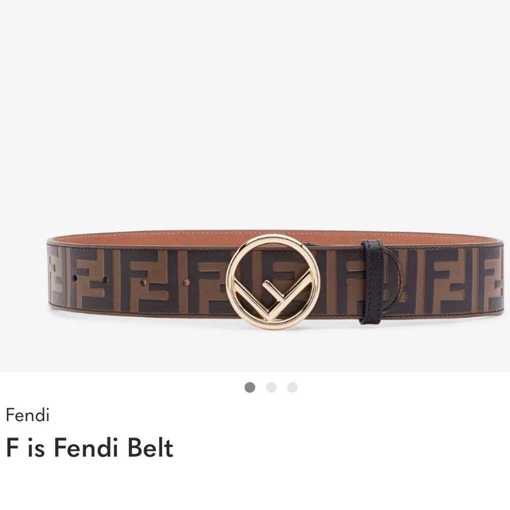 Fendi Black and Gold Logo Belt